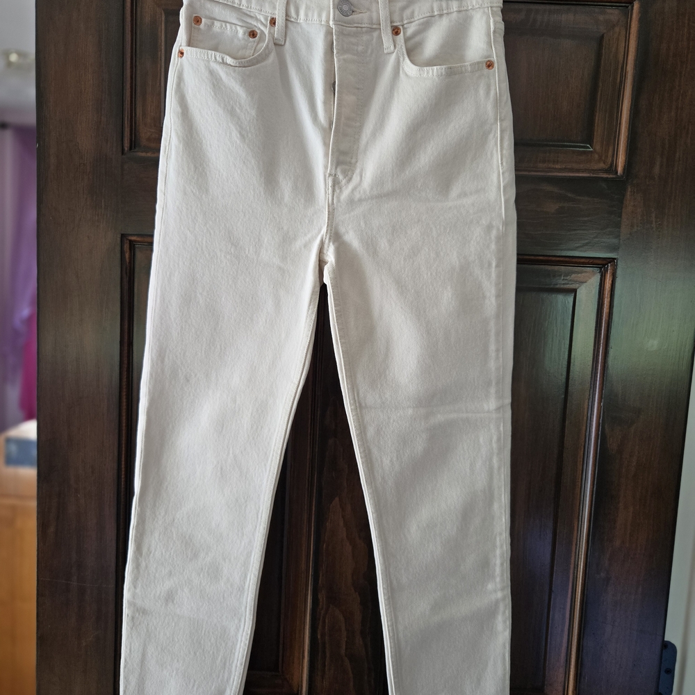 Re/Done Wimens Cream Skinny Jeans